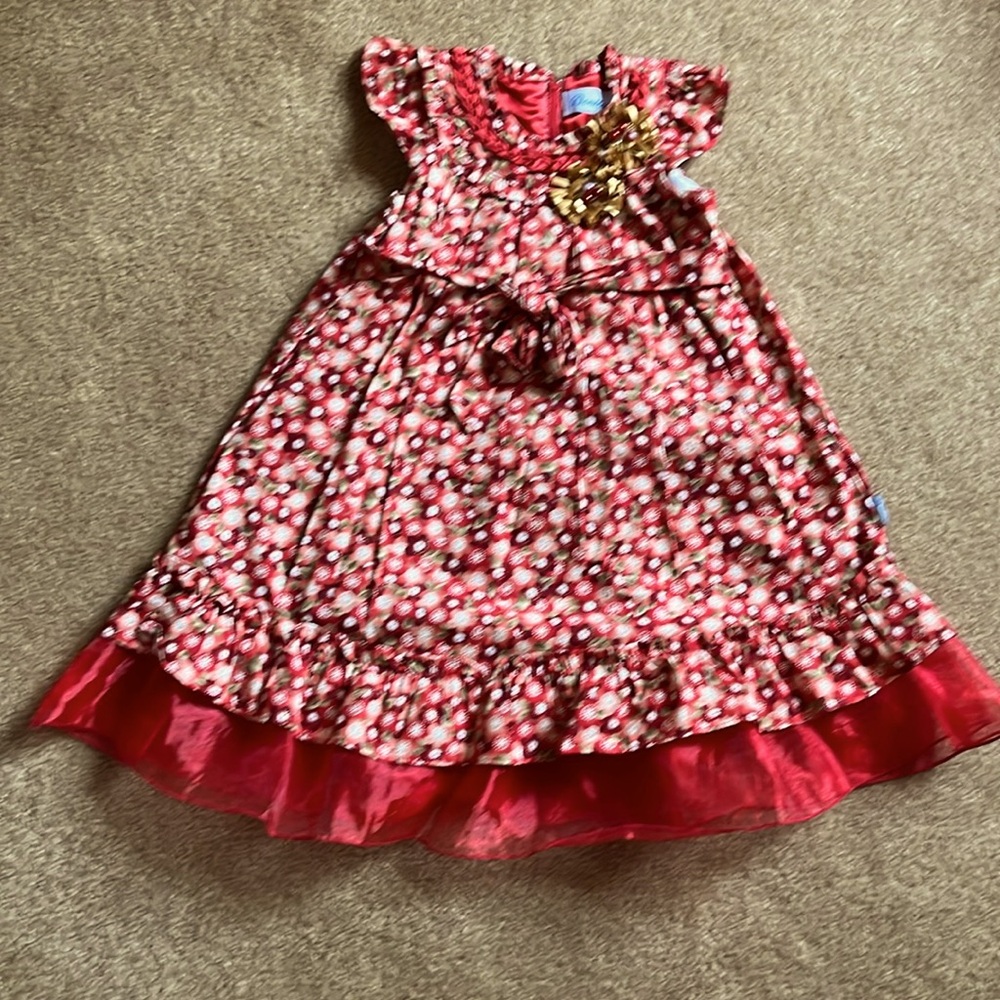 Red multicolor party dress